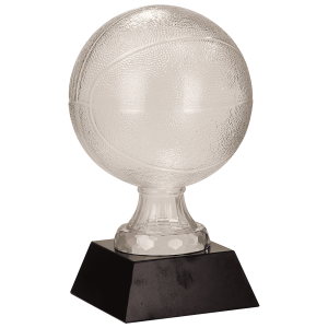 13" Glass Basketball with Black Marble Base
