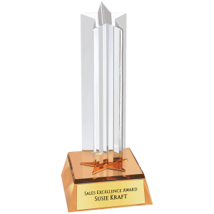 6 3/4" Gold Star Column Acrylic with Gold Base