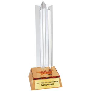 7 1/2" Gold Star Column Acrylic with Gold Base