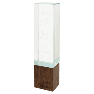 9 3/4" Rectangle Sierra Glass with Walnut Base