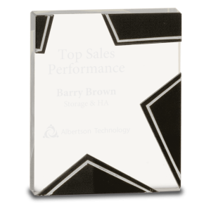 6 1/4" Silver and Black Star Glass