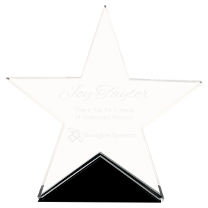 5 3/4" x 5 1/2" Clear Glass Star on Black Base