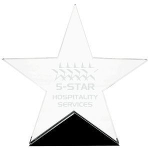 6 3/4" x 6 1/2" Clear Glass Star on Black Base