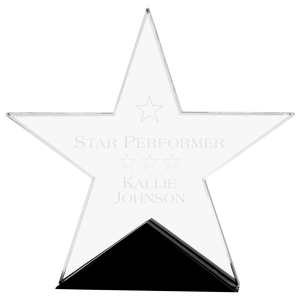 7 3/4" x 7 1/2" Clear Glass Star on Black Base