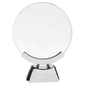 8 1/2" Round Voyager Glass with Silver/Black Base